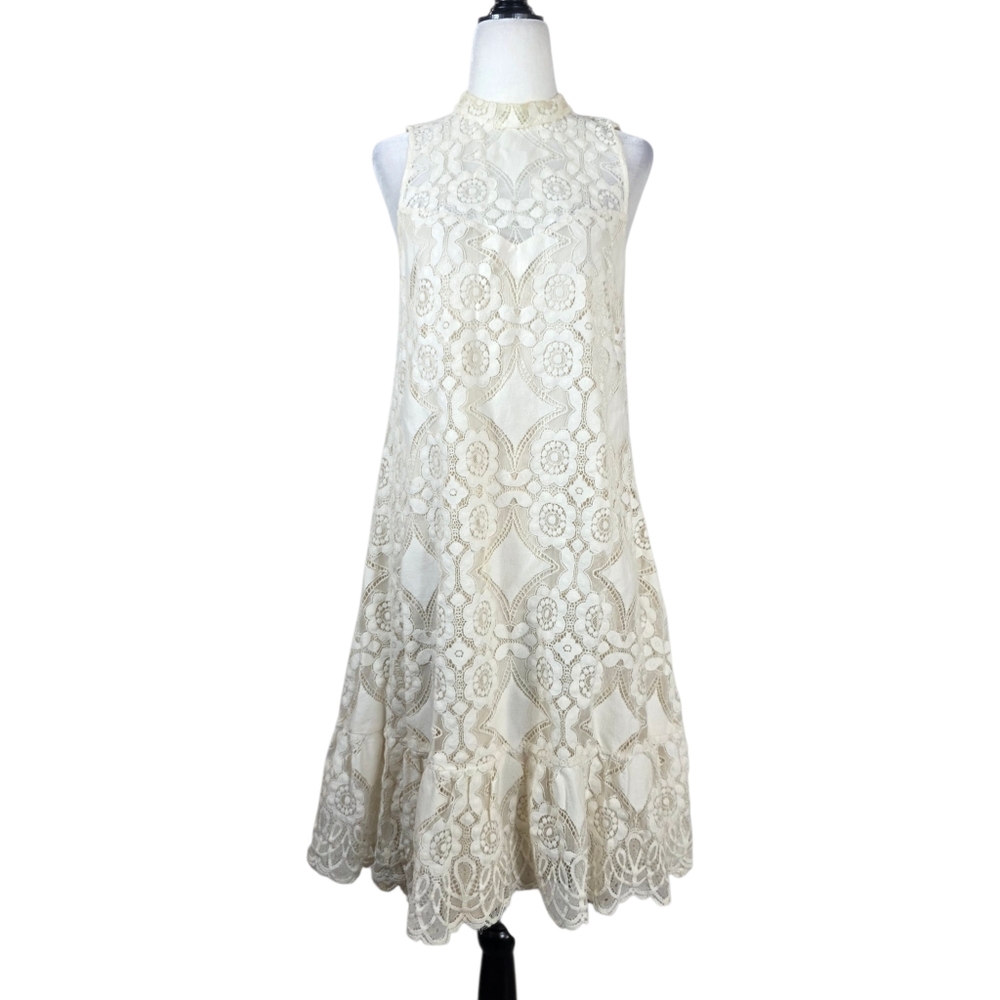 ERIN by Erin Fetherston Ivory Lace Midi Dress
